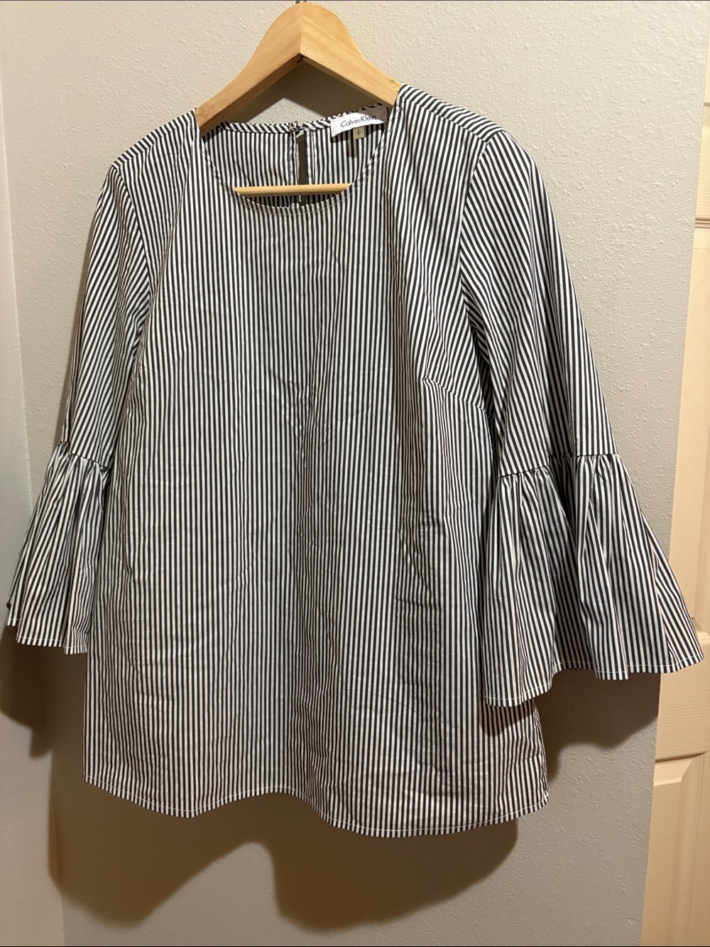 Calvin Klein Black & White Striped Blouse (small)